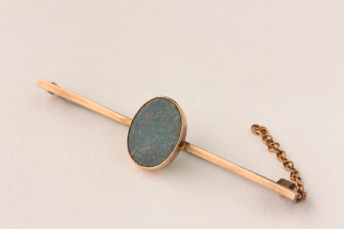 9ct Gold and Black Opal Bar Brooch, (1 of 2)