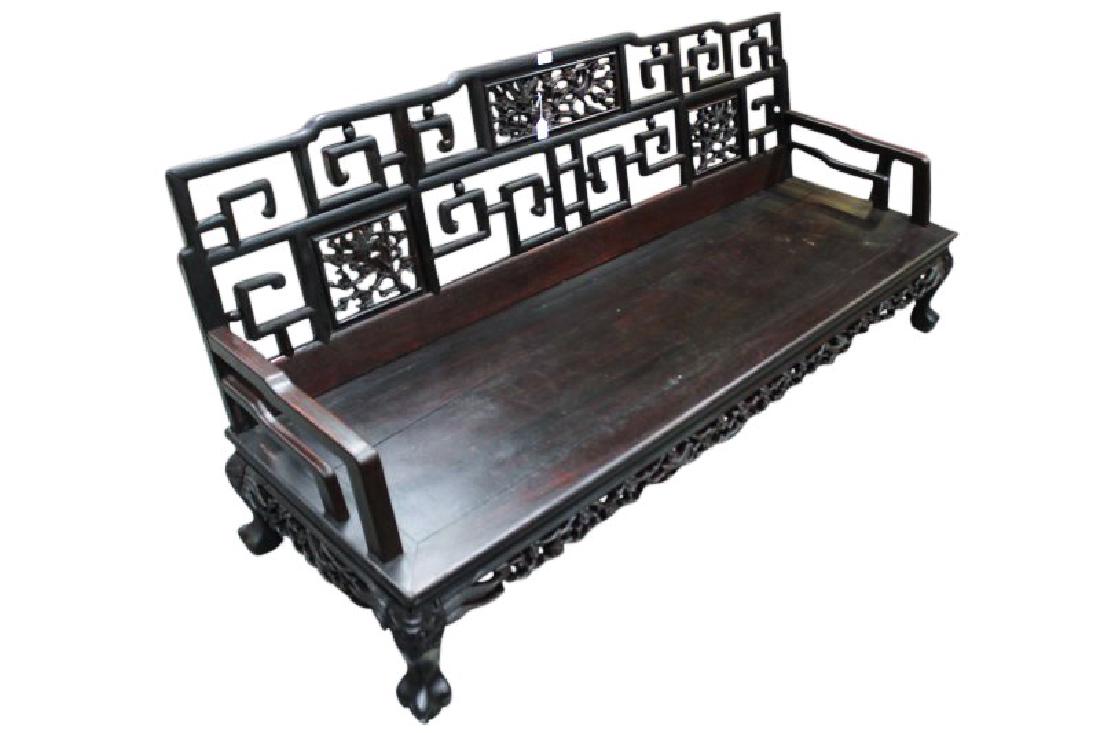 Chinese Hardwood Settee, (1 of 8)