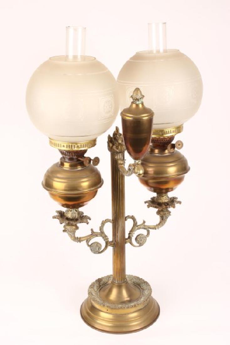 Late Victorian Student Double Oil Lamp, (1 of 4)