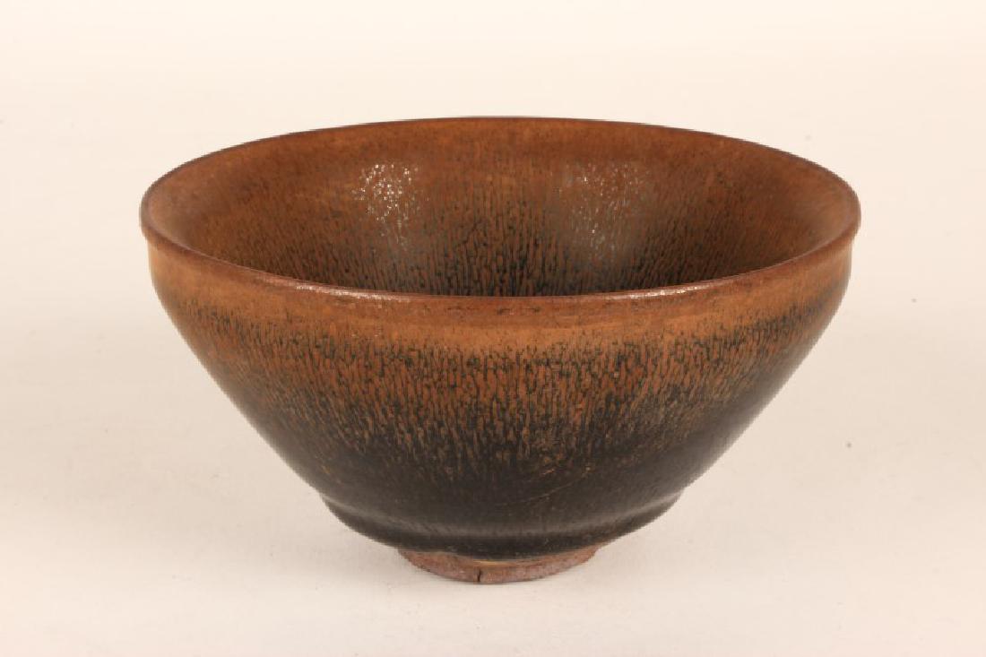 Chinese Fur Glaze Bowl,: of tapering form, in tones of brown and black striated glaze, d 12.5cm
