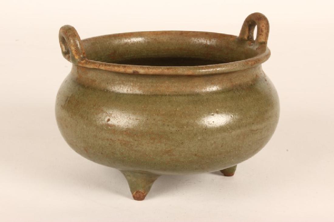 Chinese Celadon Twin Handled Censor, (1 of 2)