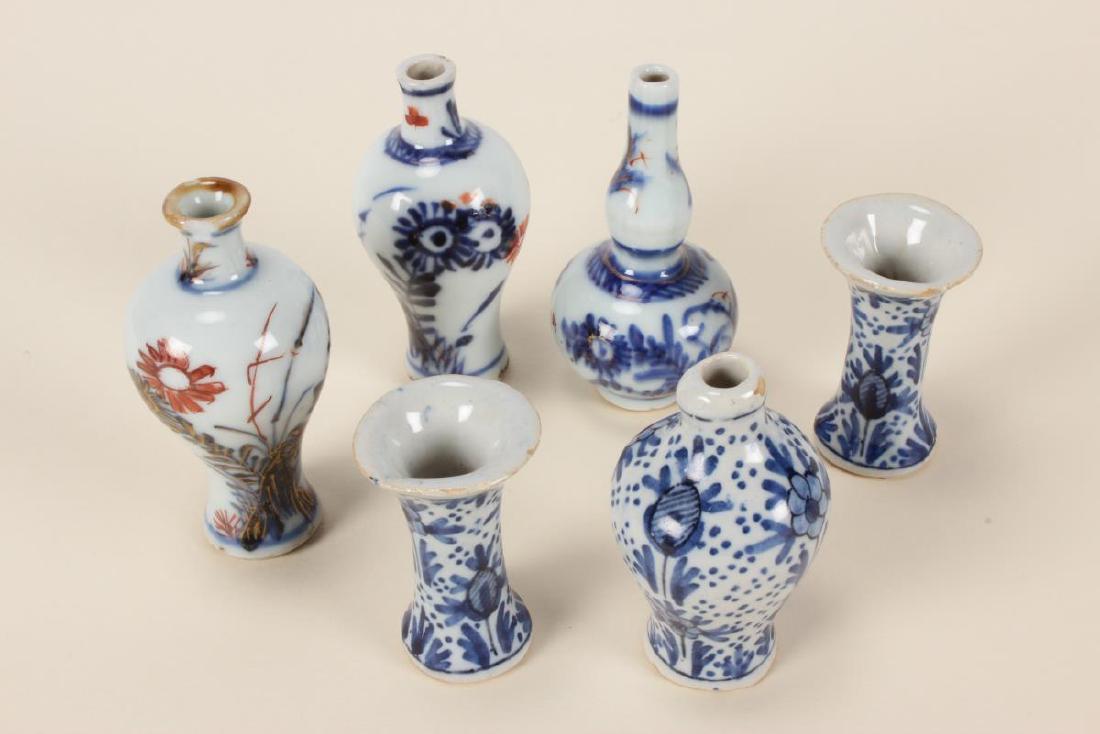 Six Miniature Dutch Delft Porcelain Vases, (1 of 3)