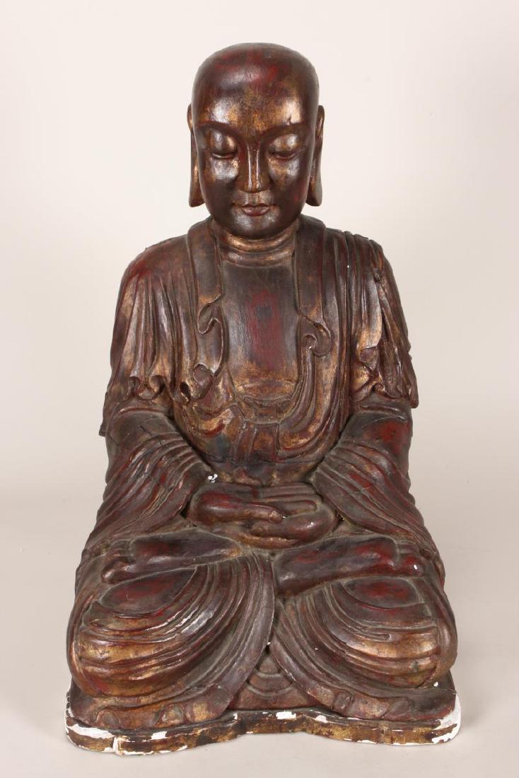 Large Chinese Wood and Gesso Buddha, (1 of 6)