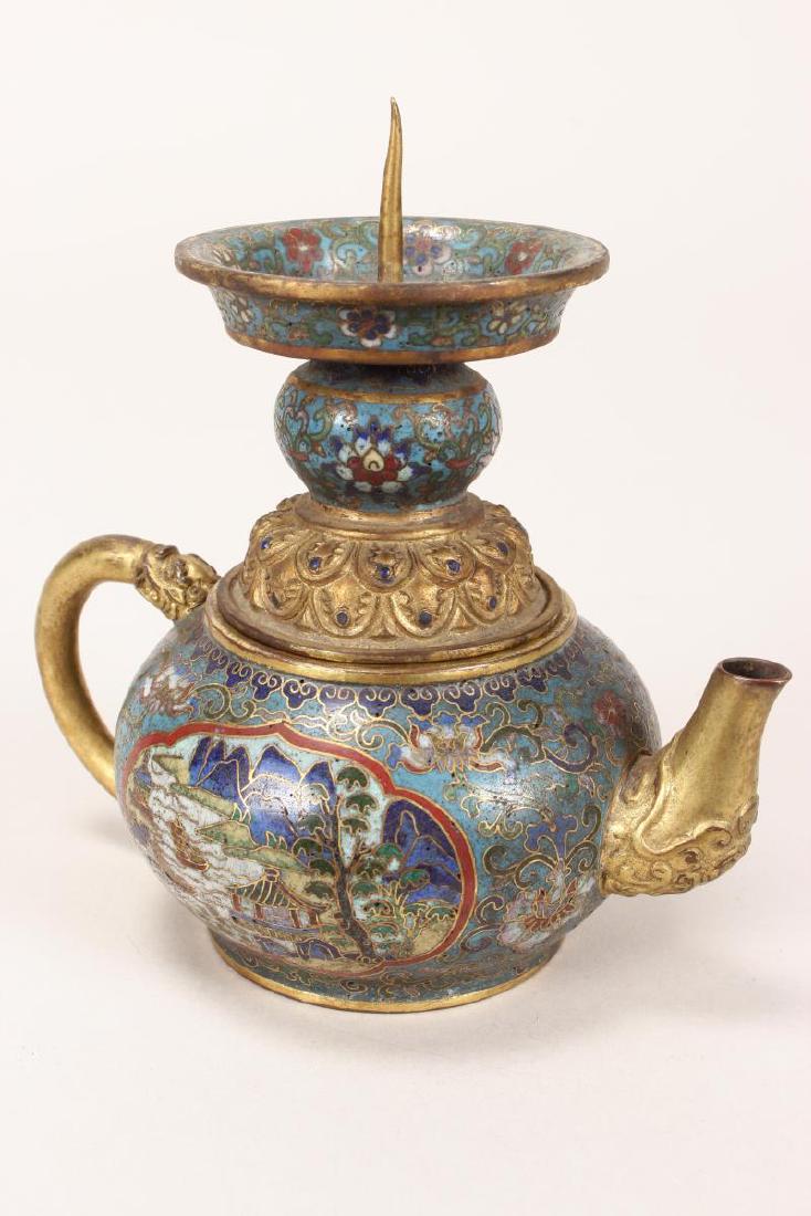 Fine Chinese Cloisonne Candle Stand and Teapot, (1 of 6)