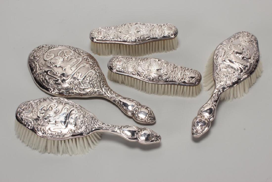 Sterling Silver Art Nouveau Dressing Table Set, (1 of 3)