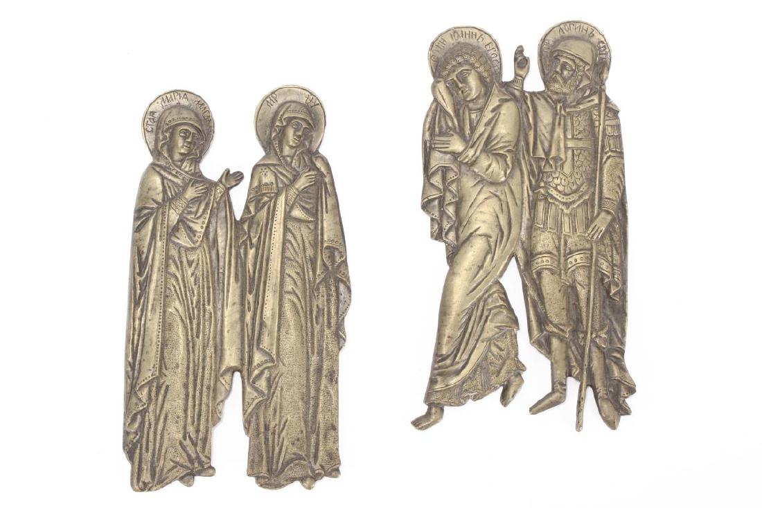 Pair of Russian Cast Bronze Religious Plaques, (1 of 3)