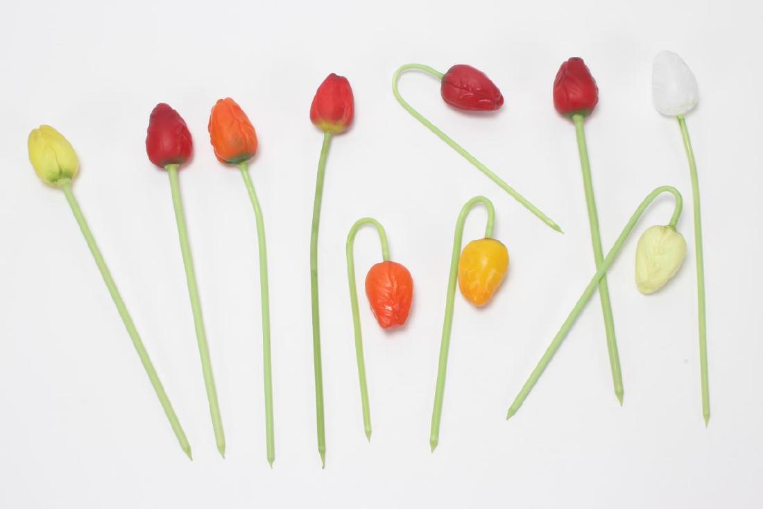 Set of Ten German Hand Blown Glass Tulips, (1 of 2)