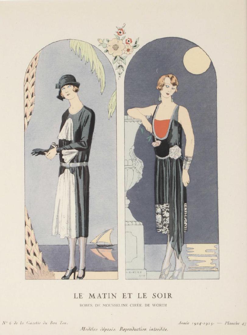 George Barbier French Fashion Pochoir Print,: 'Le Matin et Le Soir' for La Gazette du Bon Ton, Issue No.6, Paris, 1924/25, 23.5 x 17.5 cm