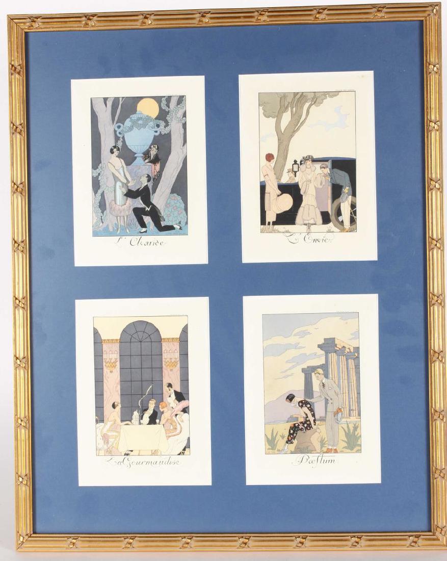 Set of Four George Barbier Pochoir Prints,: L'Avarice, L'Envie, La Gourmandise and Paestum, from Falbalas et Fanfreluches (1922-1926), 21 x 15 cm (4)