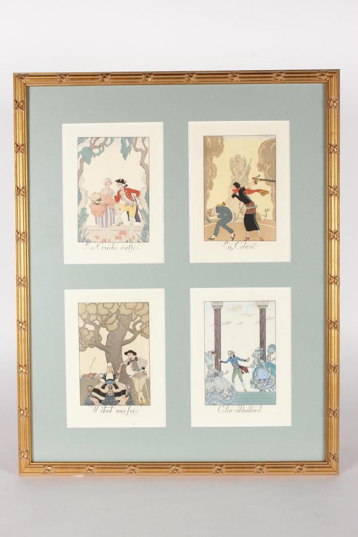 Set of Four George Barbier Pochoir Prints,: La Cruche Cassée, La Colère, Il était Une Fois and Colin-Maillard, from Falbalas et Fanfreluches (1922-1926), 21 x 15 cm (4)