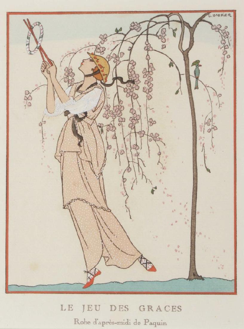 George Barbier French Fashion Pochoir Print,: 'Le Jeu des Graces - Robe d'après-midi de Paquin' for La Gazette du Bon Ton, Issue no. 7, Paris, 1913, 19 x 15cm