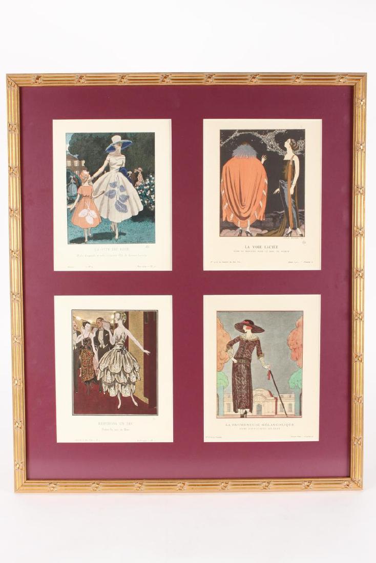 Set of Four George Barbier Fashion Prints,: 'La Fête est Finie', 'La Voie Lactée', 'Respirons un Peu' and 'La Promenade Mélancolique', 23 x 18 cm (4)