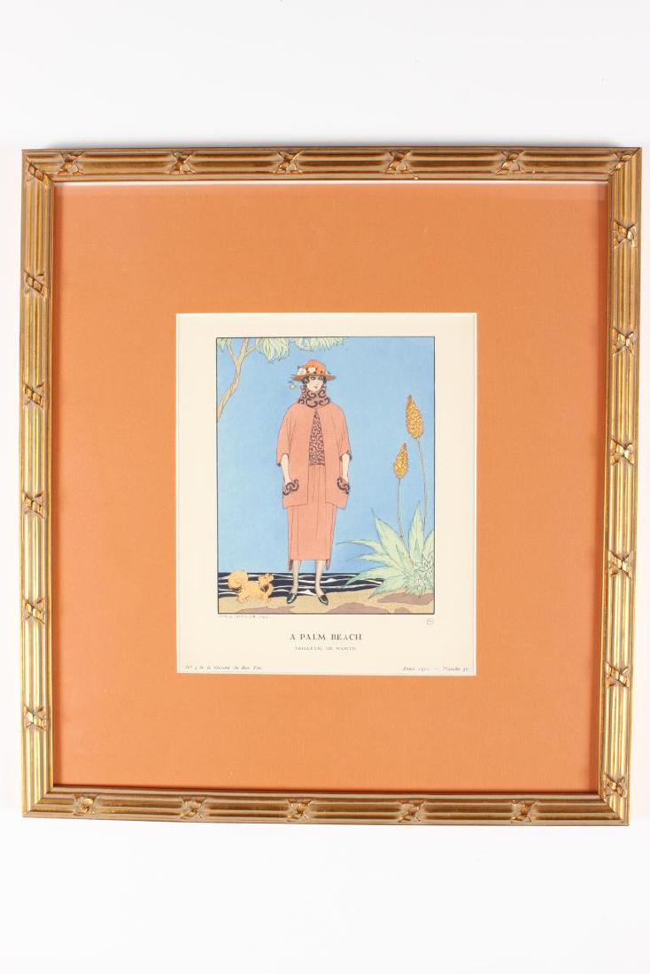 George Barbier French Fashion Pochoir Print,: 'A Palm Beach - Tailleur, De Worth' for La Gazette du Bon Ton, issue 5, Paris, 1921, 21.5 x 18 cm