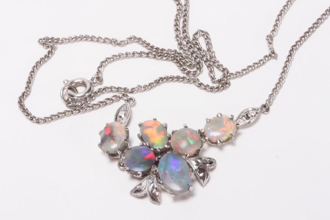 Ladies Silver and Opal Necklace, (1 of 1)