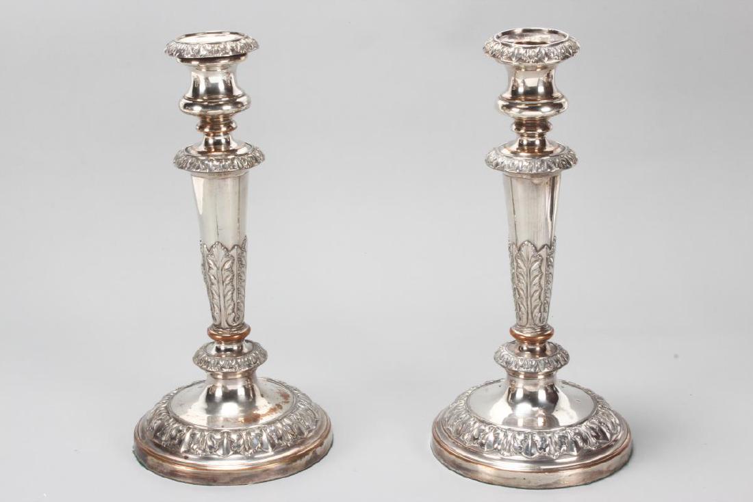 Pair of Sheffield Plate Candlesticks, (1 of 3)