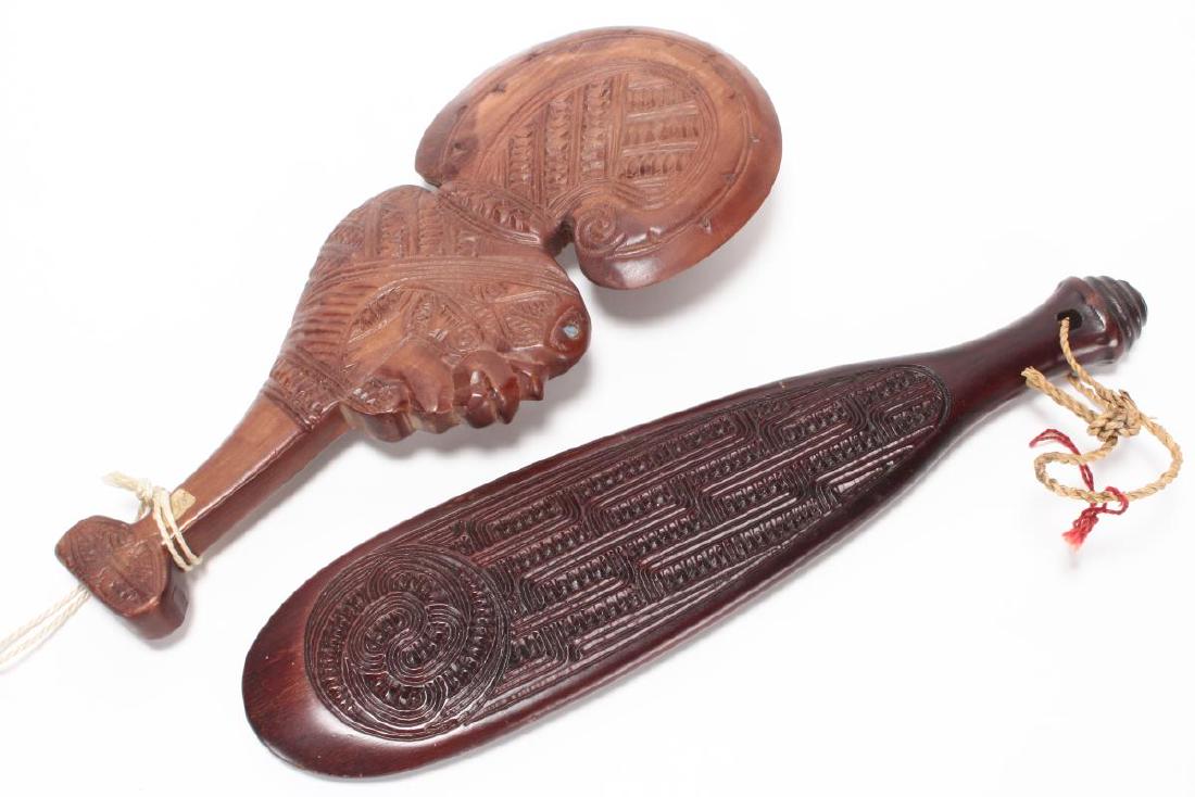Two New Zealand Carved Vintage Clubs, (1 of 2)
