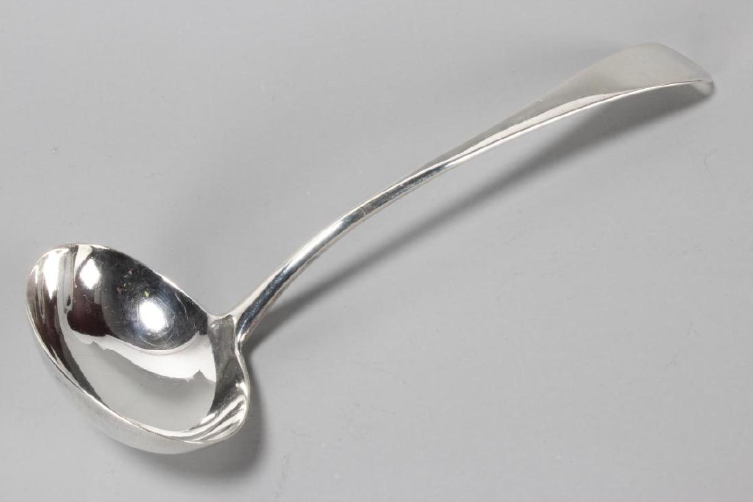 George III Sterling Silver Sauce Ladle,: hallmarked London, 1791, G.G, (George Gray), with tapering curved handle and oval bowl, total weight 54gm, l 18cm