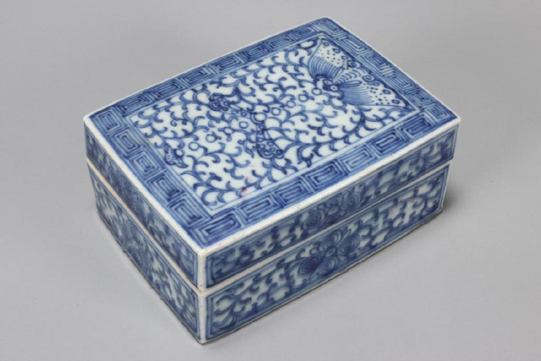 Chinese Qing Dynasty Blue and White Porcelain Box (1 of 5)