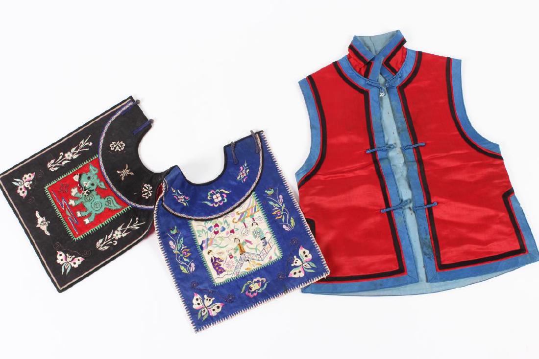 Two Chinese Embroidered Silk Children's Vests, (1 of 3)