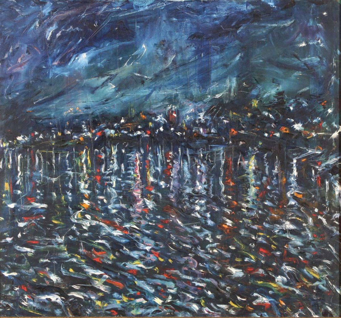 Matthew Perceval (born 1945),: Canne at Night 1969 oil on canvas signed and dated lower left 65cm x 75.5cm