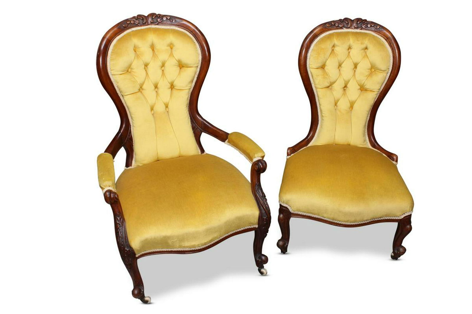 Victorian grandfather and grandmother chairs outlet