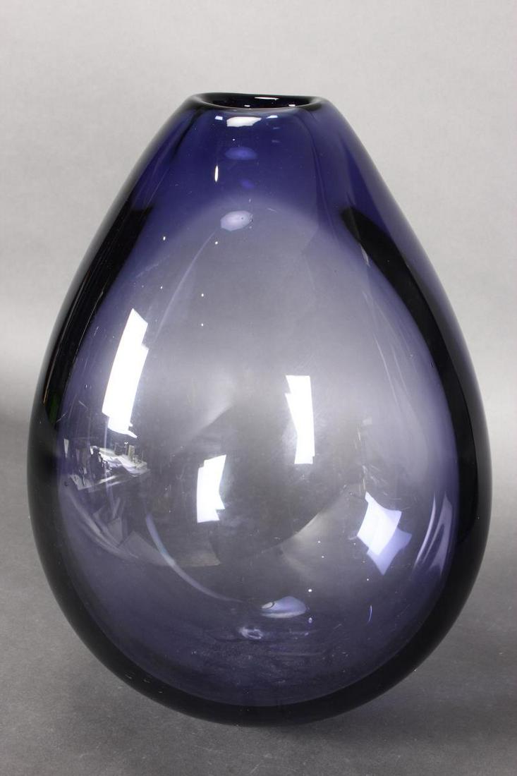 Wonderful Holmegaard Swedish Art Glass Vase,: of teardrop form, in thick blue glass, signed and numbered to base, h 40cm