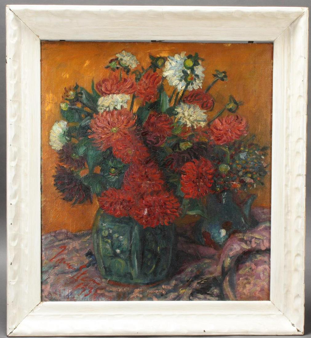 Attributed Irma Stern (South African, 1894-1966),: Dalias oil on canvas signed and dated 1932 lower left 56cm x 50cm