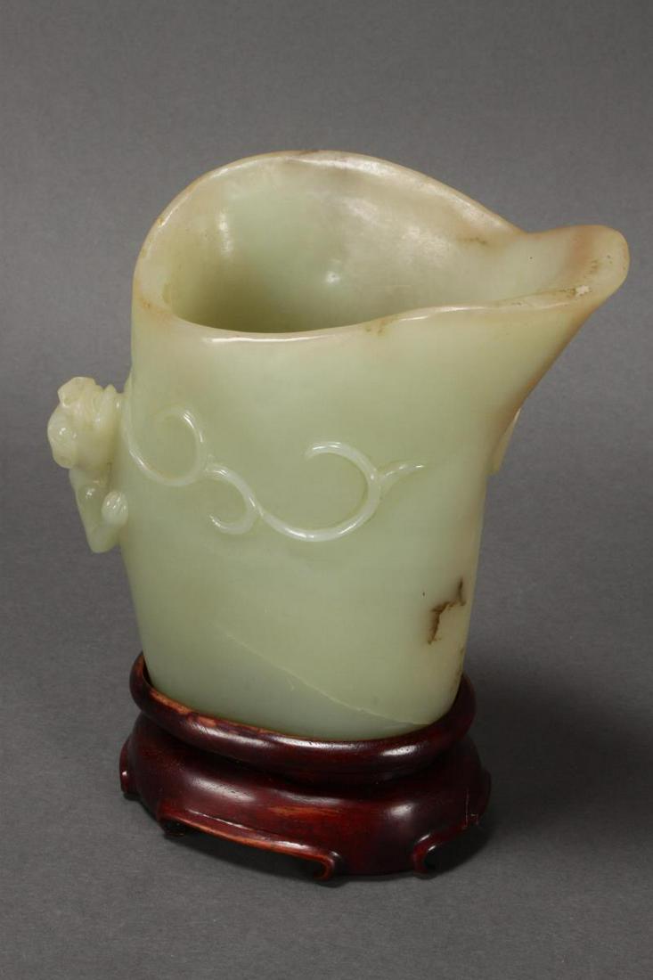 Large Chinese Carved Jade Libation Cup, (1 of 3)
