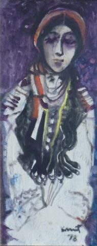 Michael Kmit,: The Girl 1978 oil on board signed and dated lower right 37cm x 15cm