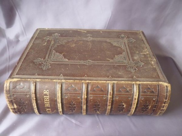 Large Mid 19th Century Leather Bound Bible, c.1850