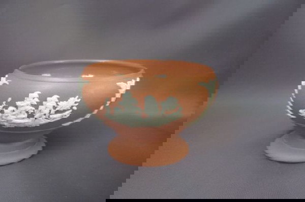 Wedgewood Terracotta Jasperware Miniature Urn,: decorated with cherub motifs