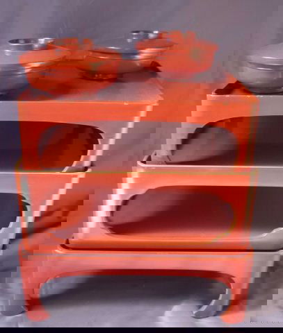 Three Chinese Red Lacquer Tea Tables, together: with two matching bowls and covers, (5)