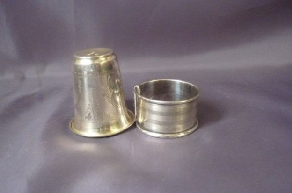 Edwardian Sterling Silver Kiddush Cup together: with a sterling silver napkin ring, (2)