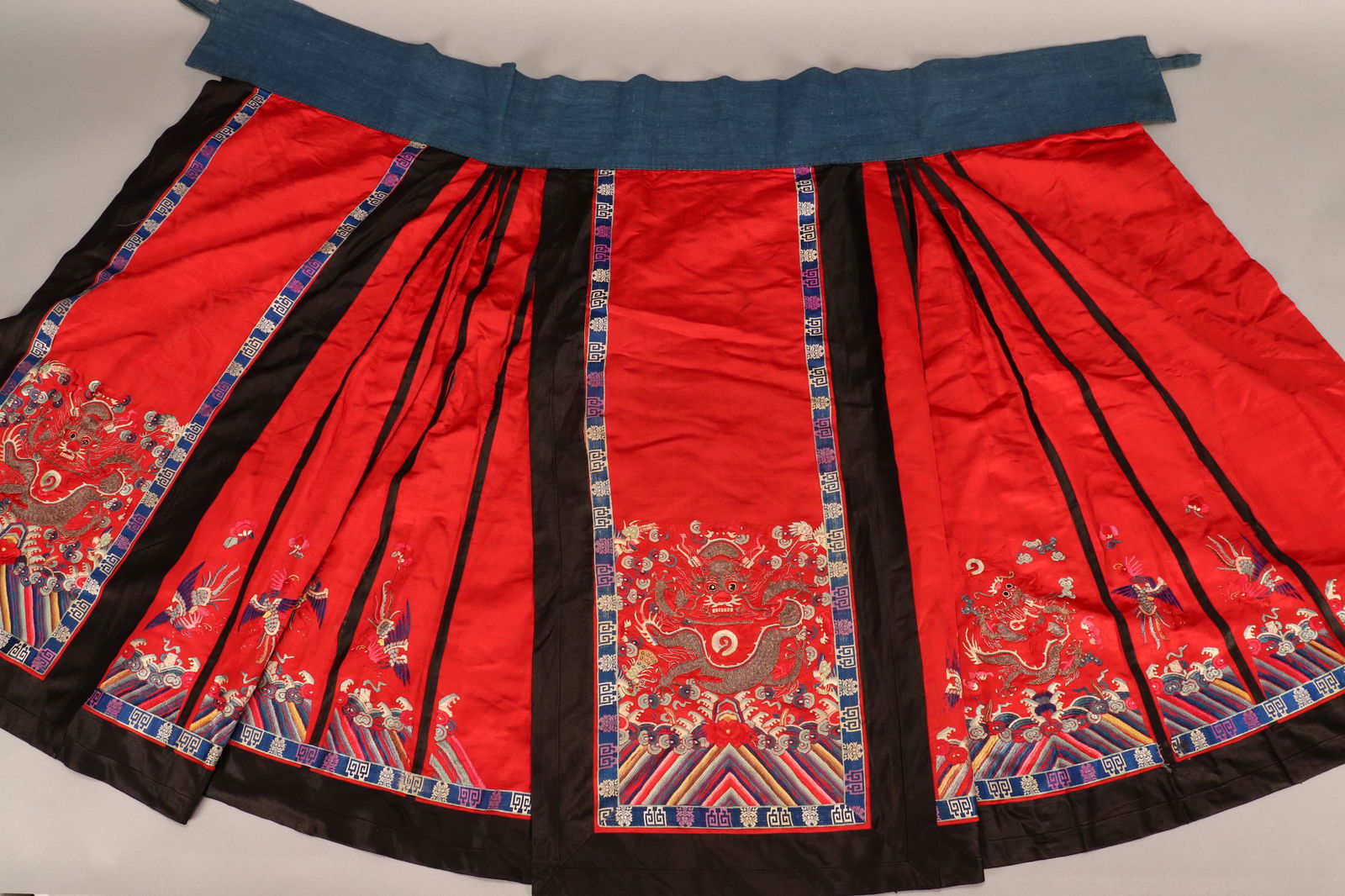 Chinese Late Qing Dynasty Red Satin Wedding Skirt, (1 of 8)