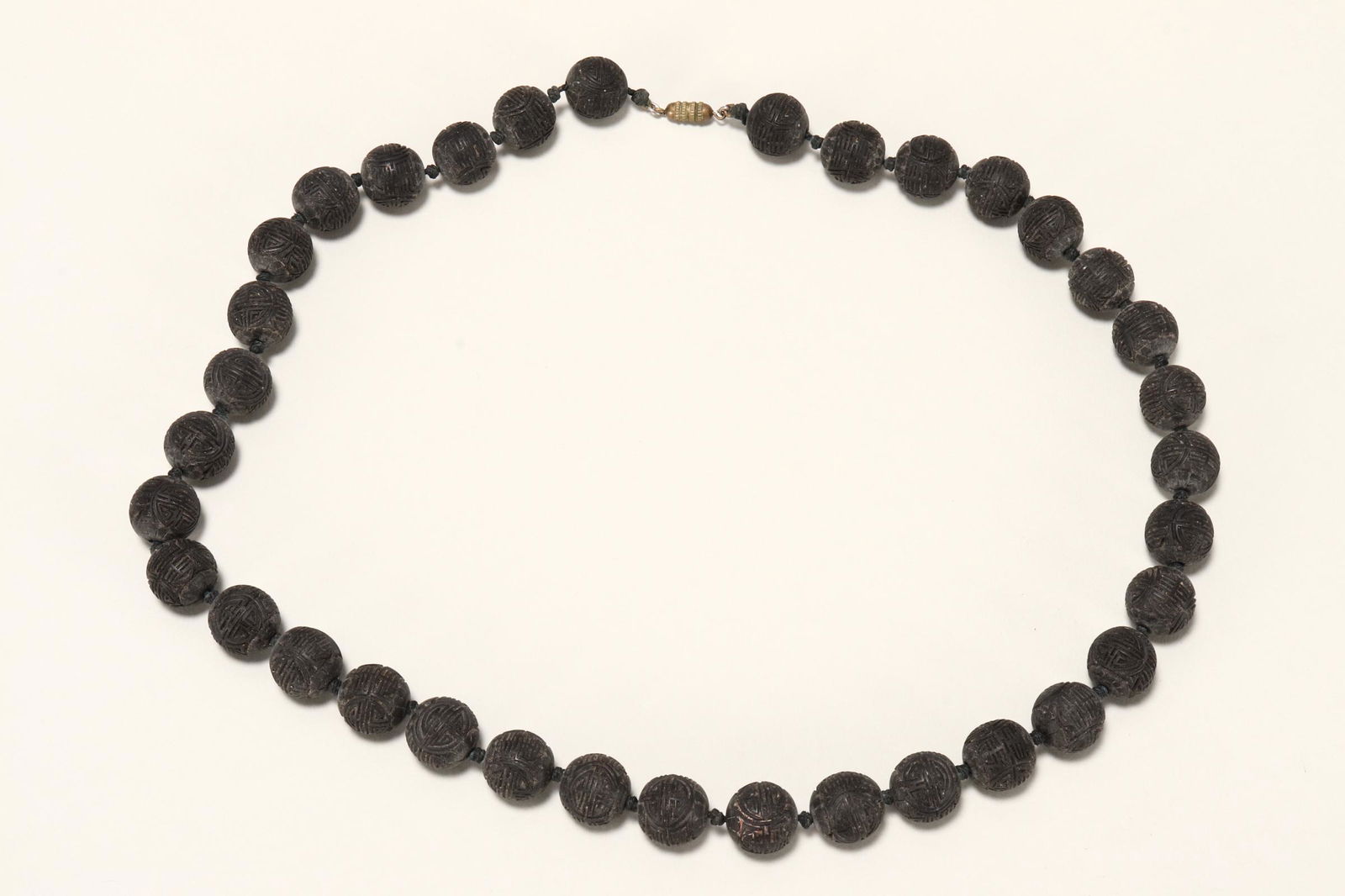 Chinese Carved Wooden Bead Necklace, (1 of 1)