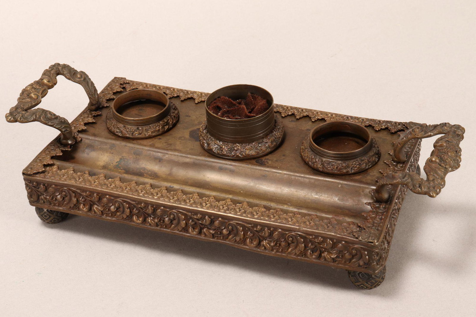 Victorian Pressed Brass Standish, (1 of 1)