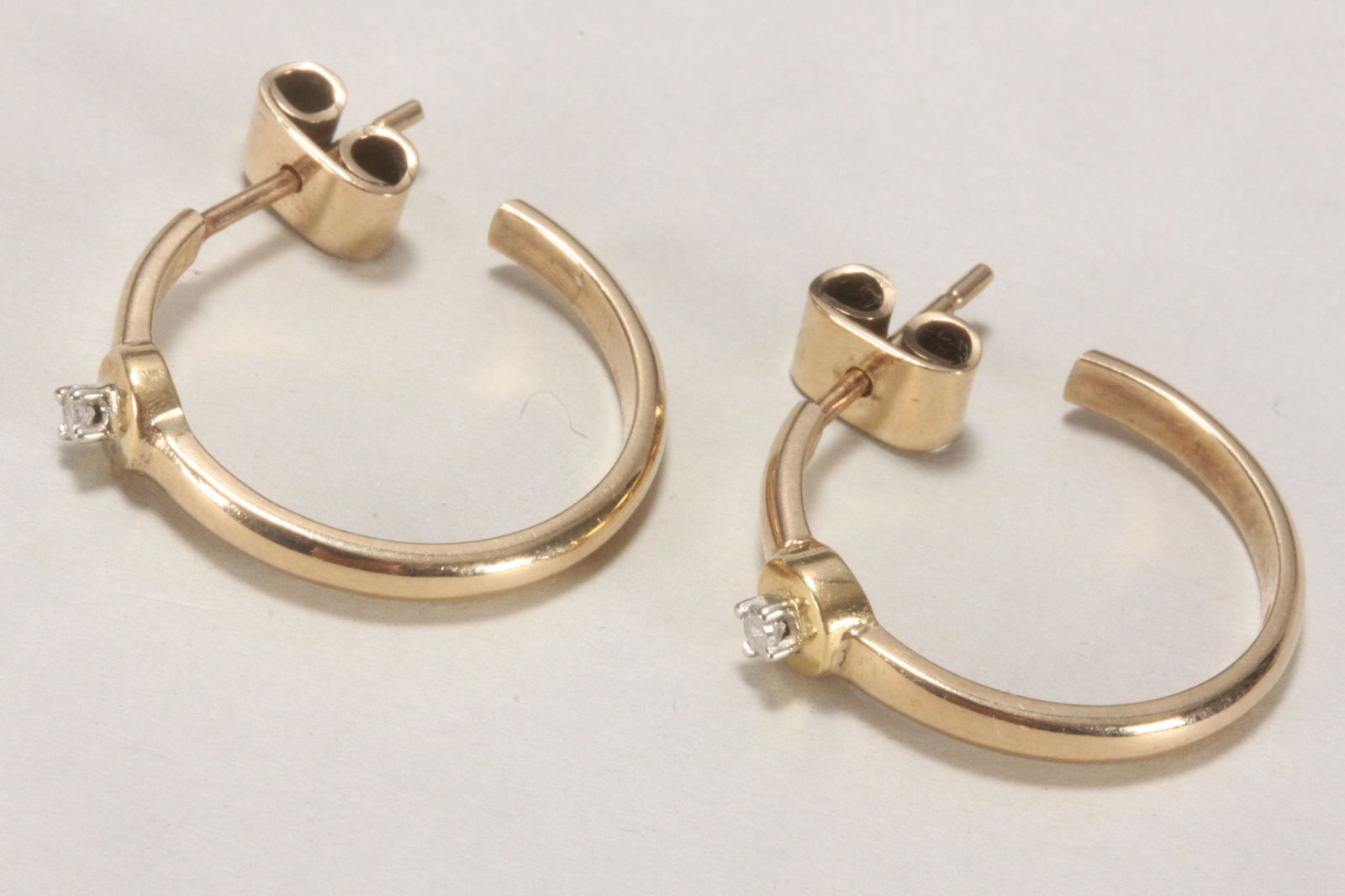 Pair of 9ct Gold & Diamond Earrings, (1 of 1)