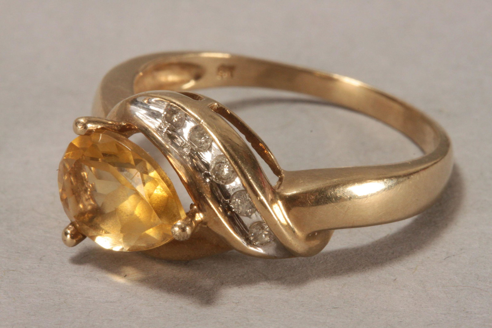 9ct Gold, Citrine and Diamond Ring, (1 of 3)