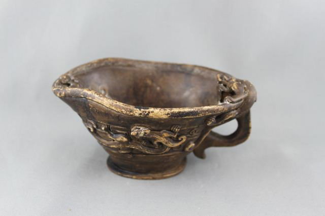 Chinese Carved Soapstone Dragon Cup,: h 6cm