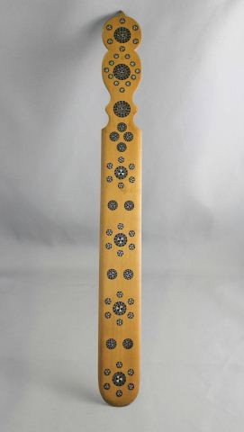 Anglo-Indian Sadeli Page Turner,: of long shaped form, set with a series of fine inlaid rosette style motifs