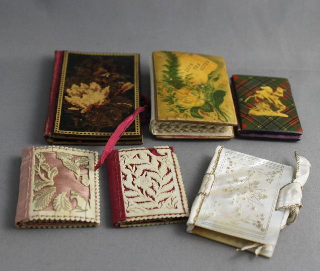 Six Various Victorian Needle Cases,: including mother of pearl, tartan, ivory and Tunbridge, (4)
