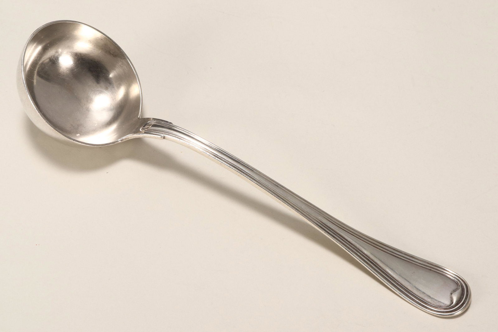Austro-Hungarian Silver Ladle,: marked, with circular bowl and reeded border to handle, total weight 234gm, length 29.5cm