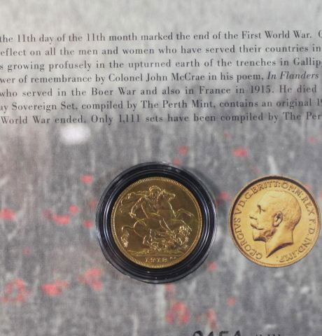 Gold 1911 Sovereign Commemorating the: 11th hour of 11th day of 11 month that marked the end of the First World War,