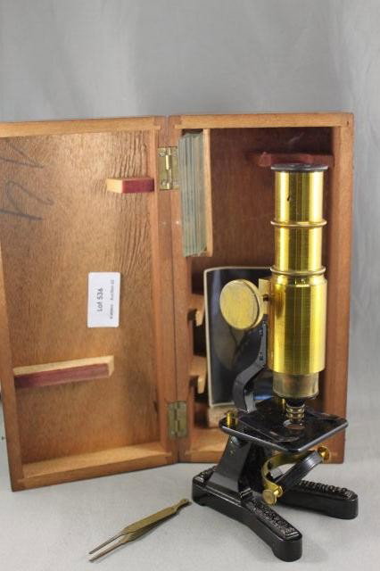 Boxed Brass Microscope,