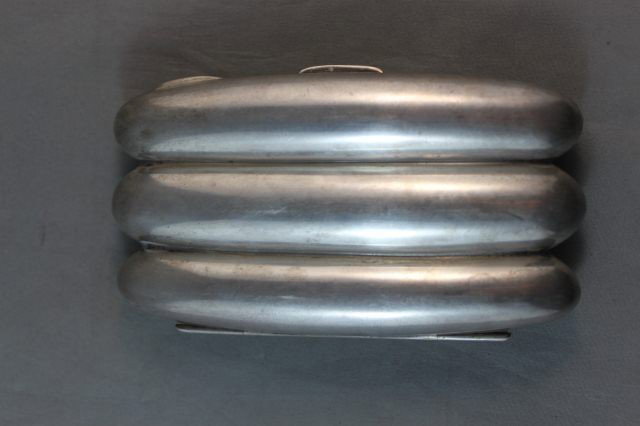 Late Victorian Sterling Silver Three Sectioned: Cigar Case, hallmarked, Birmingham, 1896, J.M.B, with Hardy Bros retail mark, opening to gilt interior, weight 147.5gms, 13cm x 7cm