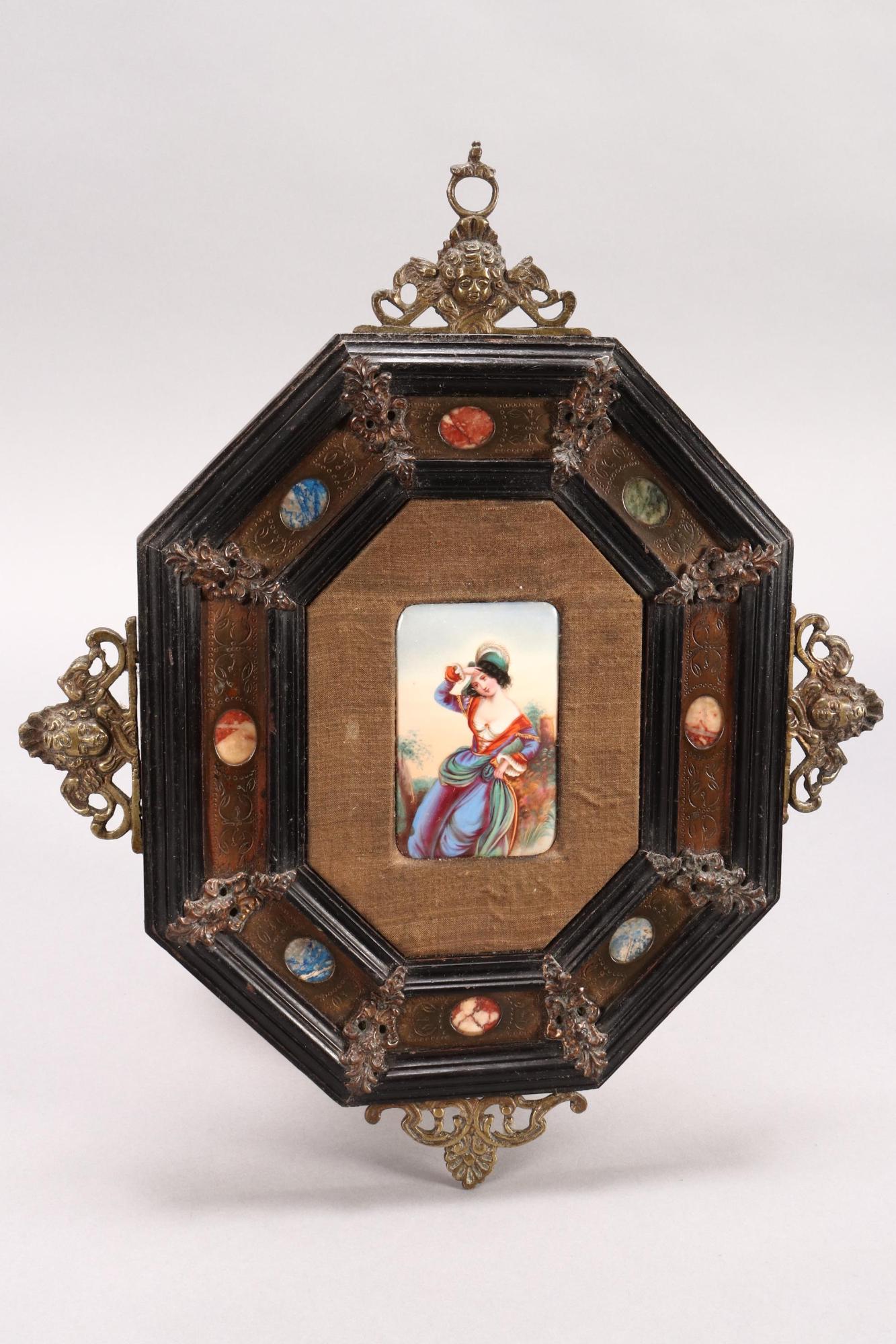19th Century Italian Brass & Stone Inlay Frame, (1 of 7)