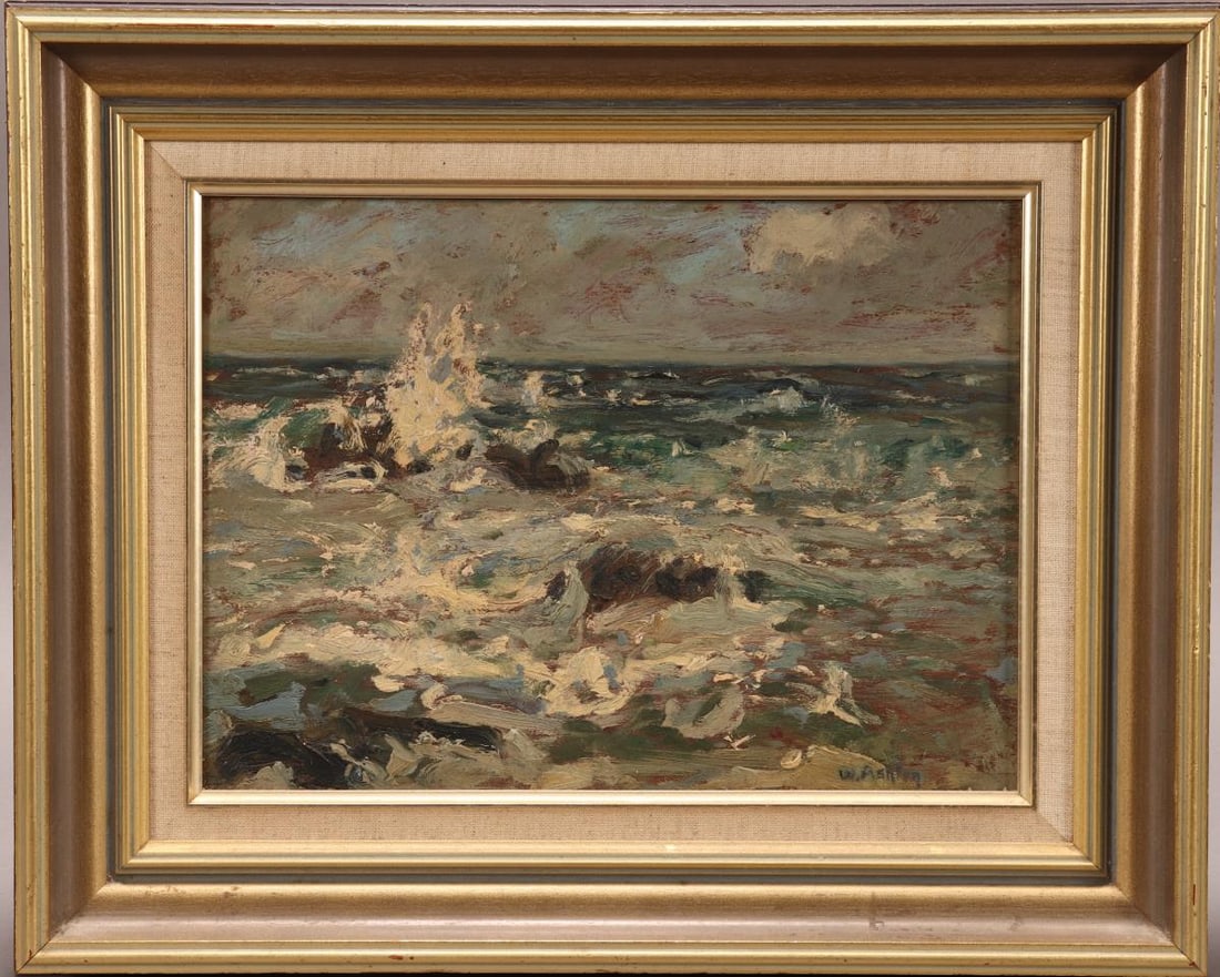 William Ashton (British, 1853-1927): Untitled, Seascape oil on board, signed lower left 24cm x 34cm