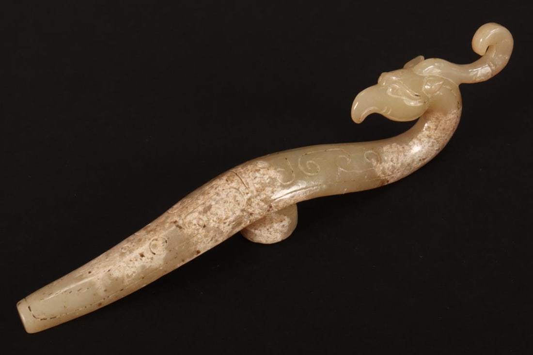 Chinese Carved Celadon Jade Belt Hook, (1 of 7)