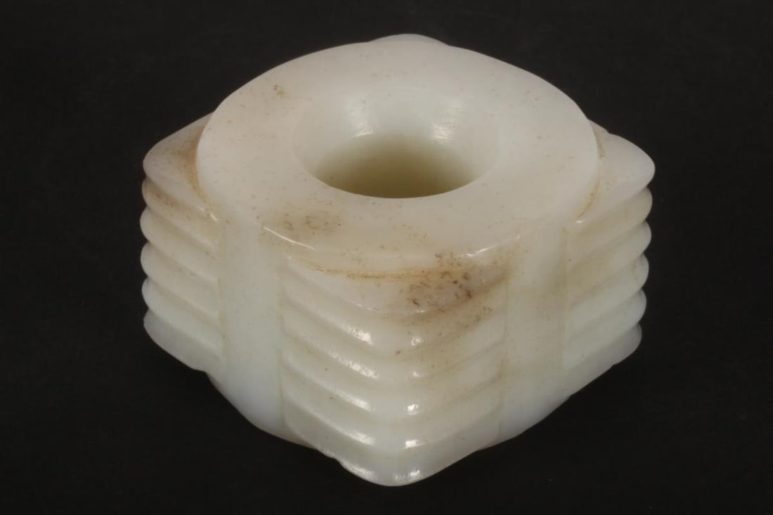 Chinese Carved White Jade Cong, (1 of 4)