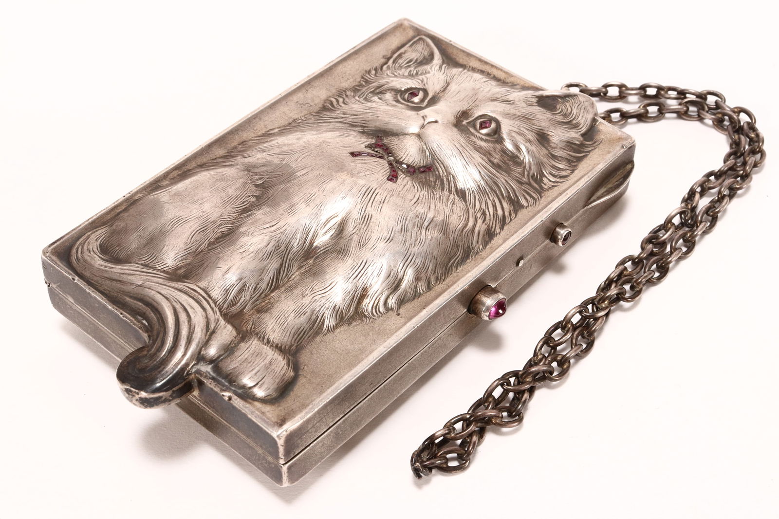 German Silver and Ruby Compact, (1 of 5)